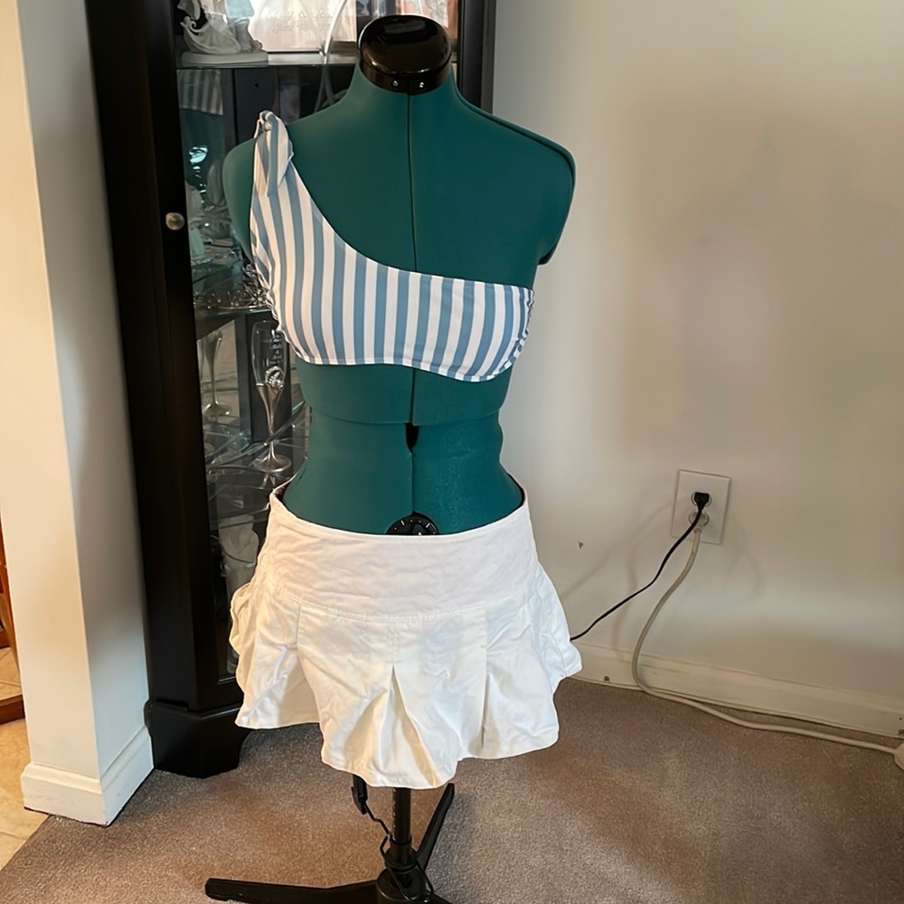 Blue and White Stripe Bikini Top